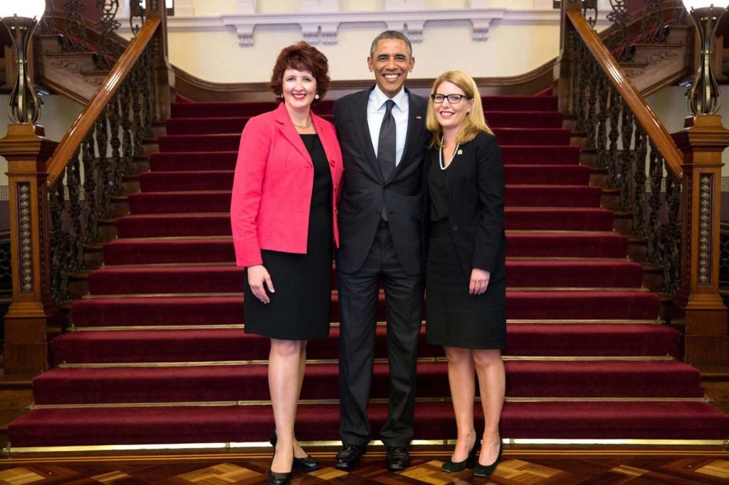 Ruth Limkin with President Barack Obama and another guest